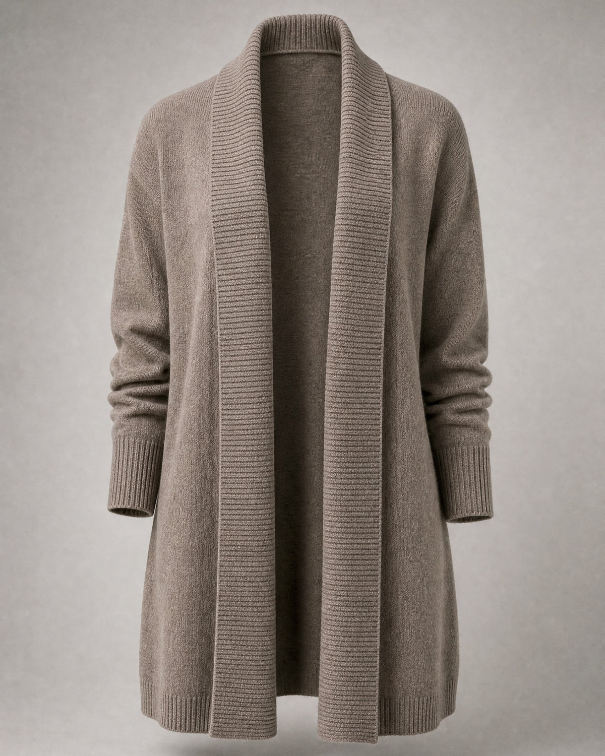 Women's Shawl-Collar Long Cardigan in Tan | Belmorne