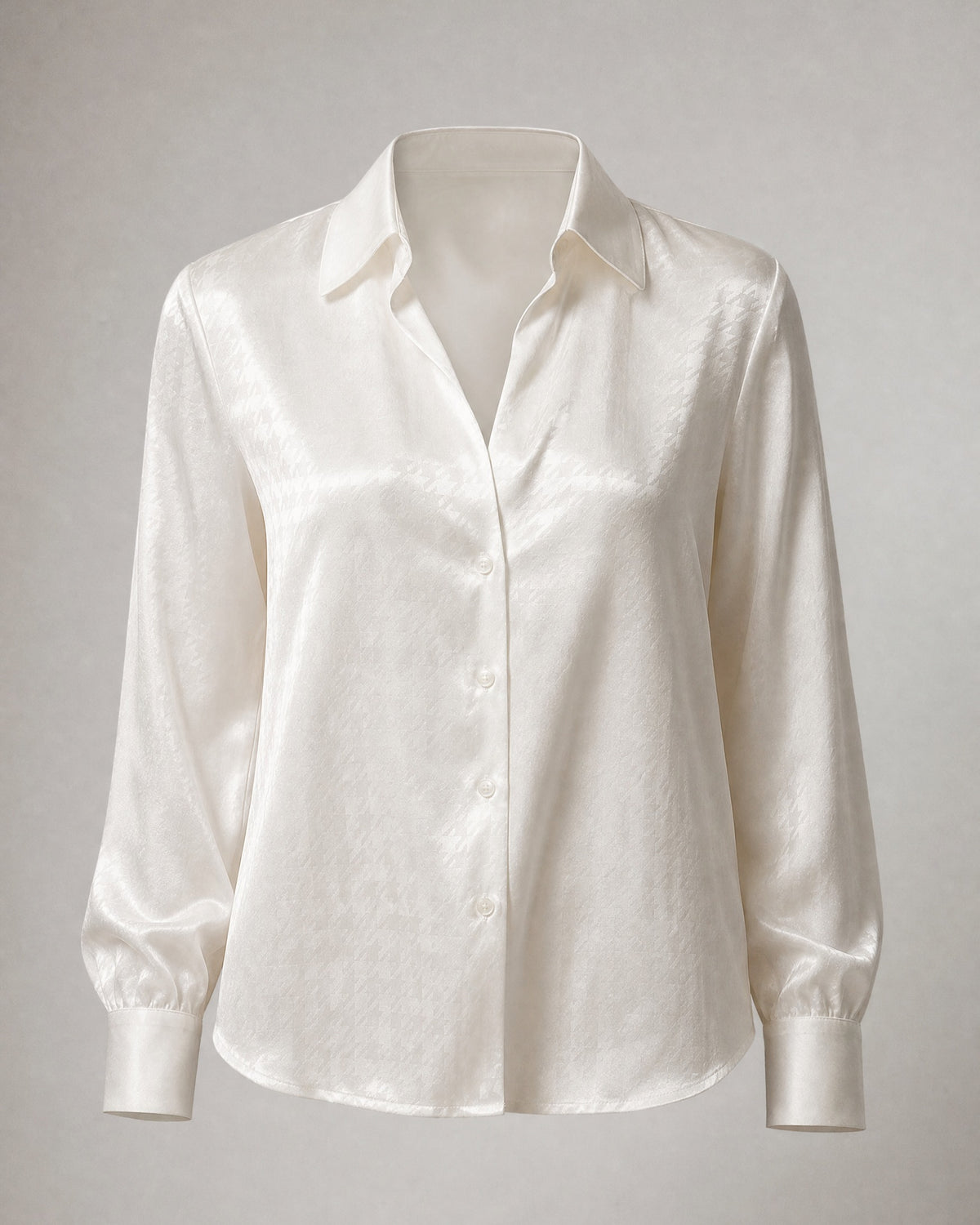 Women's Satin-Look Button-Up Blouse in White | Belmorne