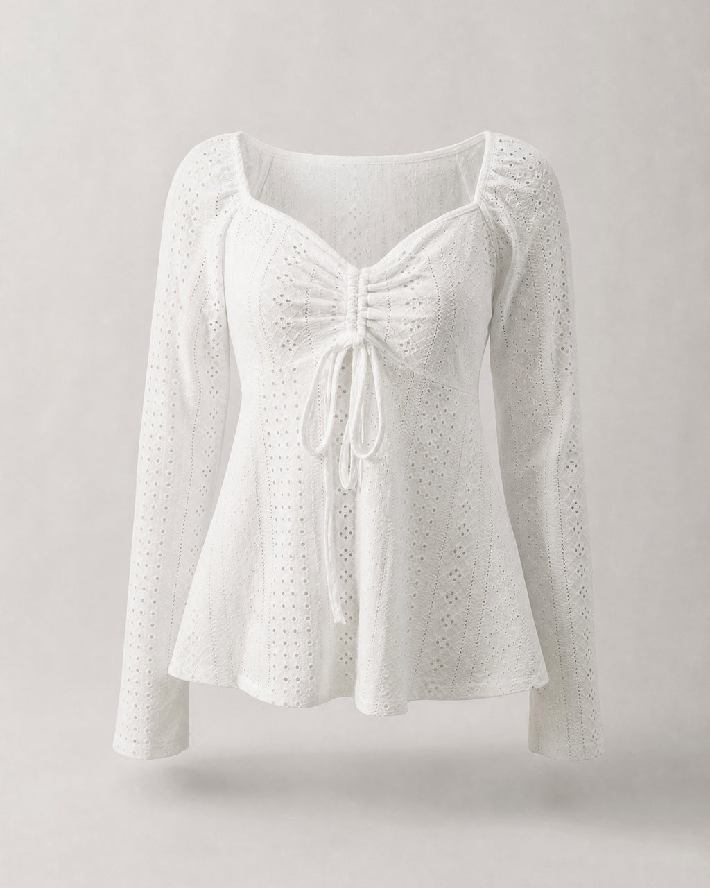 Women's Eyelet-Knit Sweetheart Top in White | Belmorne