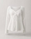 Women's Eyelet-Knit Sweetheart Top in White | Belmorne