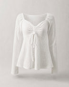 Women's Eyelet-Knit Sweetheart Top in White | Belmorne
