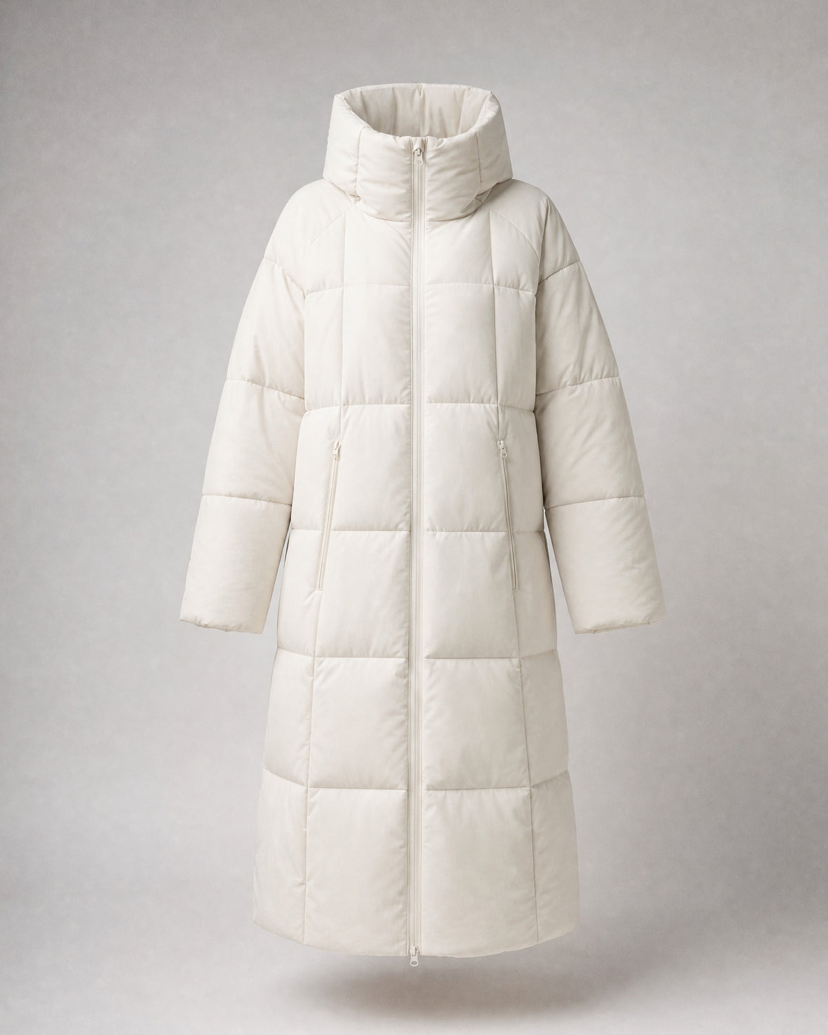 Women's Long Puffer Coat in White | Belmorne