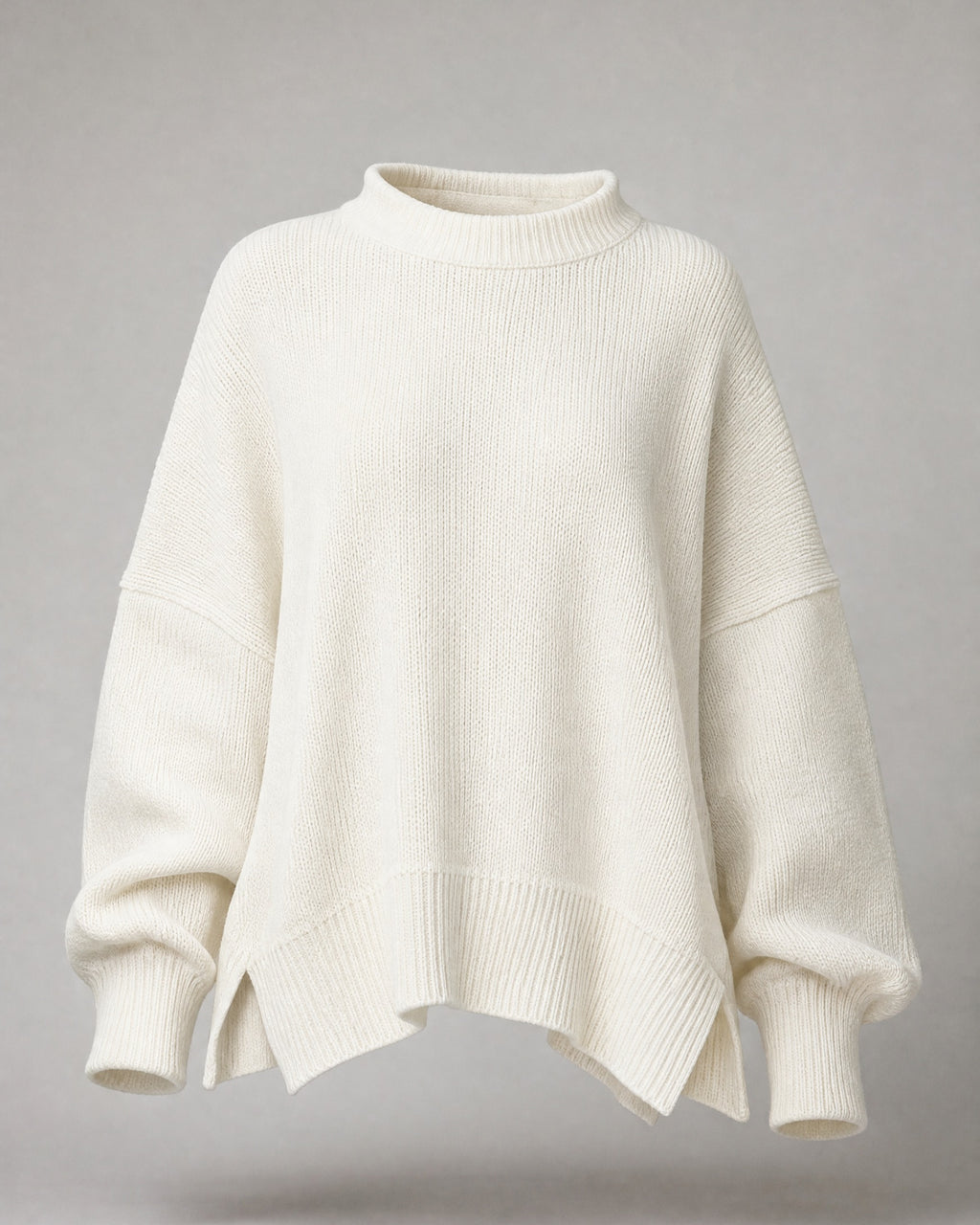 Women's Chunky-Knit Crew-Neck Sweater in White | Belmorne