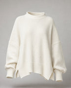 Women's Chunky-Knit Crew-Neck Sweater in White | Belmorne